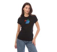 Women's Off White Medium Face Fitted T-Shirt in Black