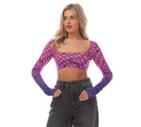 Women's Off White Warped Monogram Long Sleeve Cropped Top in Pink