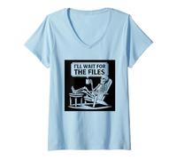 Womens Office Humor Project Manager Waiting Skeleton Meme V-Neck T-Shirt