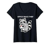 Women's Office Snack Thief Raccoon Funny Office Quote V-Neck T-Shirt