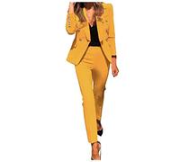 Women's Office Solid Set Hippo & Rsquo; s 2 Piece Coat Suit, yellow, L
