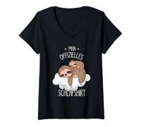 Women's Official Baby Sloth Sleep Shirt with Sloth and Cloud V-Neck T-Shirt