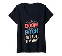 Womens Official Boom Bitch Safety Squad Technician Pyrotech Mom V-Neck T-Shirt