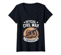 Womens Official Civil War Enthusiast American Lover US Reenactor V-Neck T-Shirt