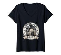 Women's Official Cozy Shift Relaxation Night Humor Design V-Neck T-Shirt
