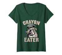 Womens Official Crayon Eater Officer Crew Military Corps My Jarhead V-Neck T-Shirt