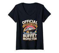 Women's Official Cruise Ship Buffet Inspector Funny Cruise V-Neck T-Shirt