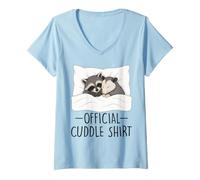 Women's Official Cuddle Sleeping Raccoon Opossum V-Neck T-Shirt