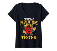 Womens Official French Fries Tester Funny Fast Food V-Neck T-Shirt