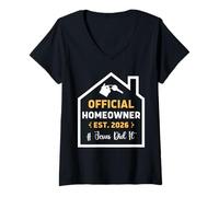 Women's Official Homeowner 2026 Jesus Did It Christian Housewarming V-Neck T-Shirt