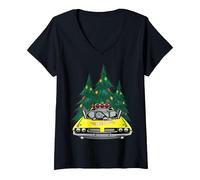 Women's Official Hot Wheels Holiday, Multiple Colours V-Neck T-Shirt, Black, X-Large
