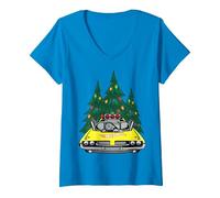 Women's Official Hot Wheels Holiday, Multiple Colours V-Neck T-Shirt, Sapphire Blue, X-Large