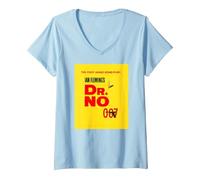 Women's Official James Bond 007 Dr. No V-Neck T-Shirt, Baby Blue, Large
