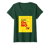 Women's Official James Bond 007 Dr. No V-Neck T-Shirt, Dark Green, Large