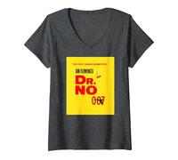 Women's Official James Bond 007 Dr. No V-Neck T-Shirt, Dark Heather Grey, Large