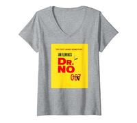 Women's Official James Bond 007 Dr. No V-Neck T-Shirt, Heather Grey, Large