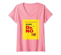 Women's Official James Bond 007 Dr. No V-Neck T-Shirt, Pink, Large