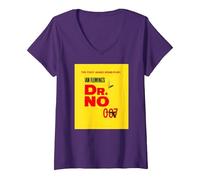 Women's Official James Bond 007 Dr. No V-Neck T-Shirt, Purple, Medium