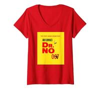 Women's Official James Bond 007 Dr. No V-Neck T-Shirt, Red, X-Large