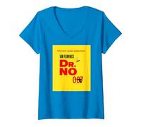 Women's Official James Bond 007 Dr. No V-Neck T-Shirt, Sapphire Blue, Large