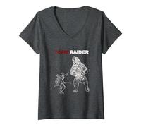 Women's Official Licensed Tomb Raider Lara Croft vs Bear V-Neck T-Shirt