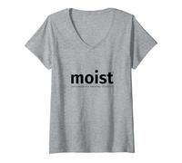 Women's Official Moist Design with Definition of The Word Moist V-Neck T-Shirt, Heather Grey, Medium