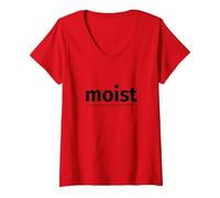 Women's Official Moist Design with Definition of The Word Moist V-Neck T-Shirt, Red, Medium