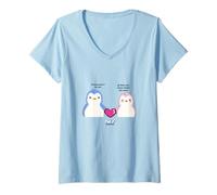 Womens Official Pudgy Penguins Merch | BF & GF | Duo Pengu & Polly V-Neck T-Shirt