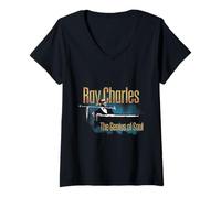 Womens Official Ray Charles Jazz Icon Merch - The Genius V-Neck T-Shirt