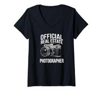 Womens Official Real Estate Photographer Photography Business V-Neck T-Shirt