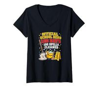 Women's Official School Hero 100 Days 100 Spills Cleaned V-Neck T-Shirt