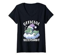 Womens Official Sleepshirt Alligator Funny Sleeping Animals Pajamas V-Neck T-Shirt