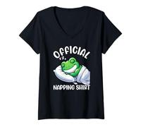 Womens Official Sleepshirt Frog Sarcastic Sleeping Sleep V-Neck T-Shirt