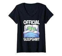 Womens Official Sleepshirt Frog Sleeping Animals Sarcastic V-Neck T-Shirt