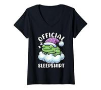 Womens Official Sleepshirt Frog Sleeping Animals Sarcastic V-Neck T-Shirt
