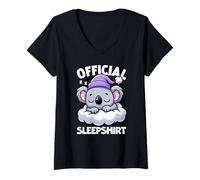 Womens Official Sleepshirt Koala Cozy Nap Sleeping Animals Sleep V-Neck T-Shirt