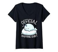 Womens Official Sleepshirt Narwhal Cozy Sleeping Animals Sleep V-Neck T-Shirt