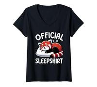 Womens Official Sleepshirt Red Panda Pajamas Sarcasm Nap Sleeping V-Neck T-Shirt