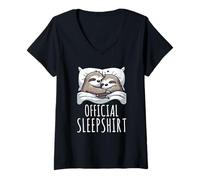 Womens Official Sleepshirt Sloth Pajamas Nap Lazy Sleep Humor V-Neck T-Shirt