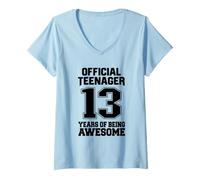 Women's Official Teenager 13th Birthday Thirteen Years Old for Kids V-Neck T-Shirt