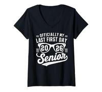 Womens Officially A Senior 2026 My Last First Day Class Of 2026 V-Neck T-Shirt