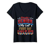 Women's Officially A Senior My Last First Day Class of 2025 V-Neck T-Shirt