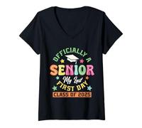 Women's Officially A Senior My Last First Day Class of 2025 V-Neck T-Shirt