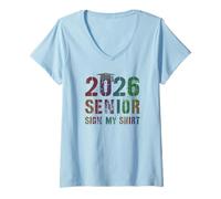 Womens Officially Class of 2026 Senior Sign My Shirt Final Level V-Neck T-Shirt
