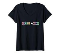 Womens Officially Senior 2026 Graduate Final Level Almost There V-Neck T-Shirt