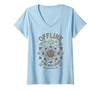 Women's Offline is THE NEW Luxury | Psychedelic Peace & Rainbow V-Neck T-Shirt
