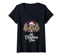 Womens Oh Christmas Tree Santa Hat Cookies V-Neck T-Shirt