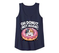 Womens Oh Donut Not Again Funny Cat Donut Lover Graphic Design Tank Top