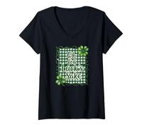 Women's Oh for Luck's Sake St Patrick's Day Shamrock Clover V-Neck T-Shirt