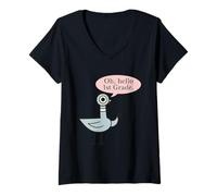 Womens Oh Hello First Graders Cute Pigeon 1st Grade Teacher Funny V-Neck T-Shirt